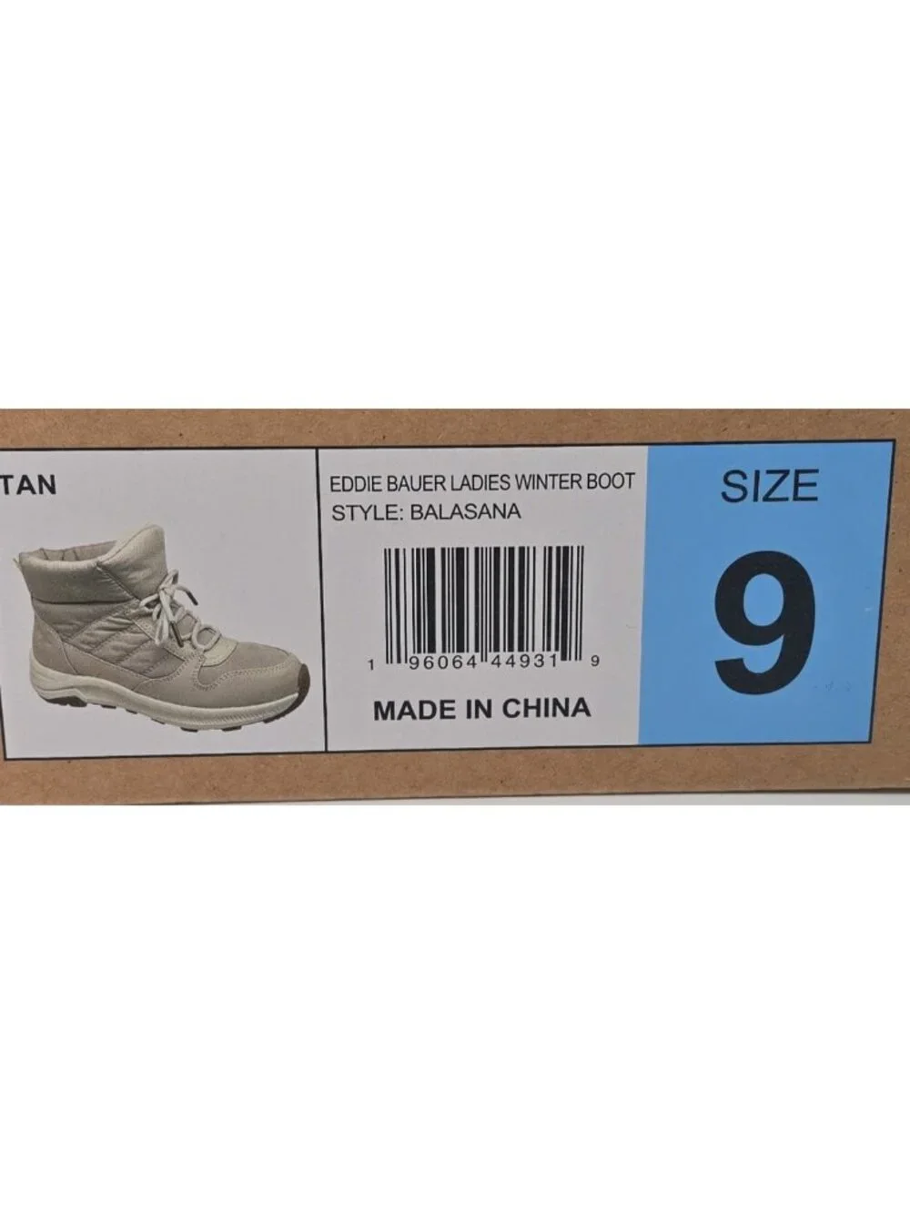 Eddie Bauer Winter Boot Balasana Puffer Tan Faux Fur Lined Lightweight Women's 9